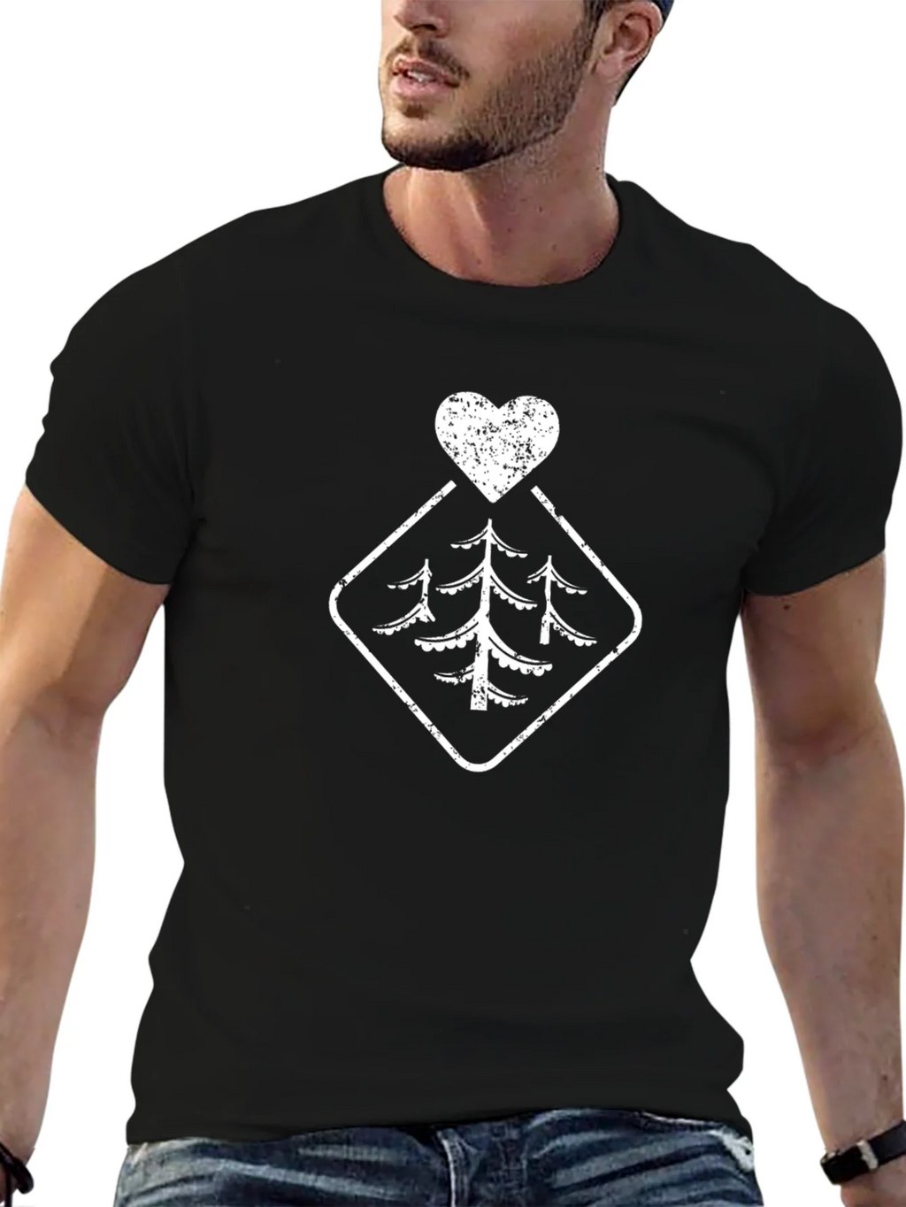 Rustic Tree Heart Graphic Tee - Black product image 9