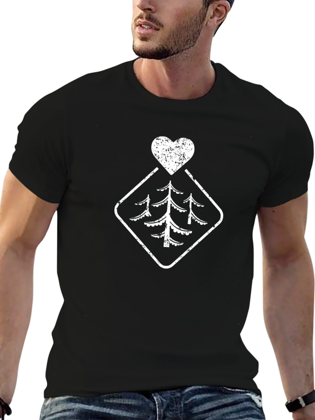 Rustic Tree Heart Graphic Tee - Black product image 9