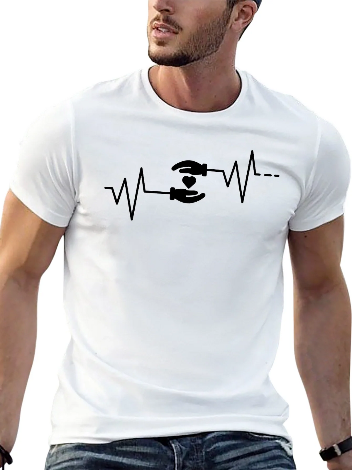 Heartbeat Hands Graphic Tee - Love & Care T-Shirt product image 2