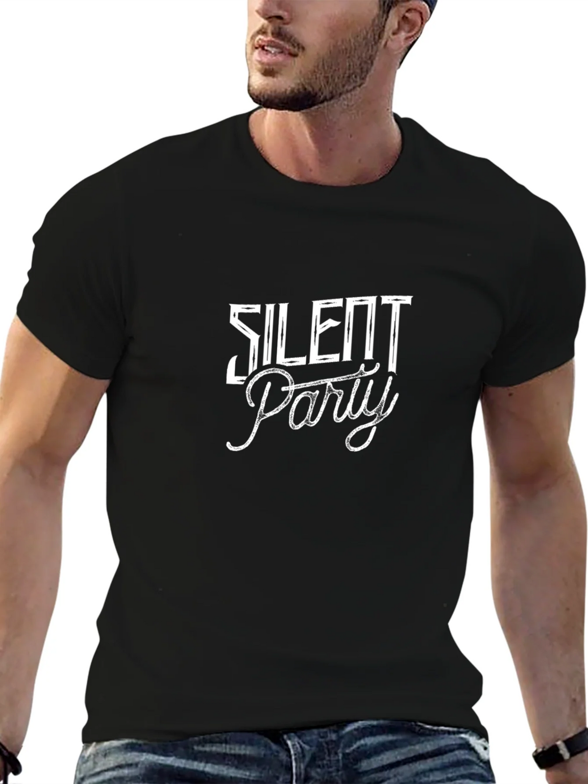 Silent Party Graphic Tee - Black Cotton Blend product image 9