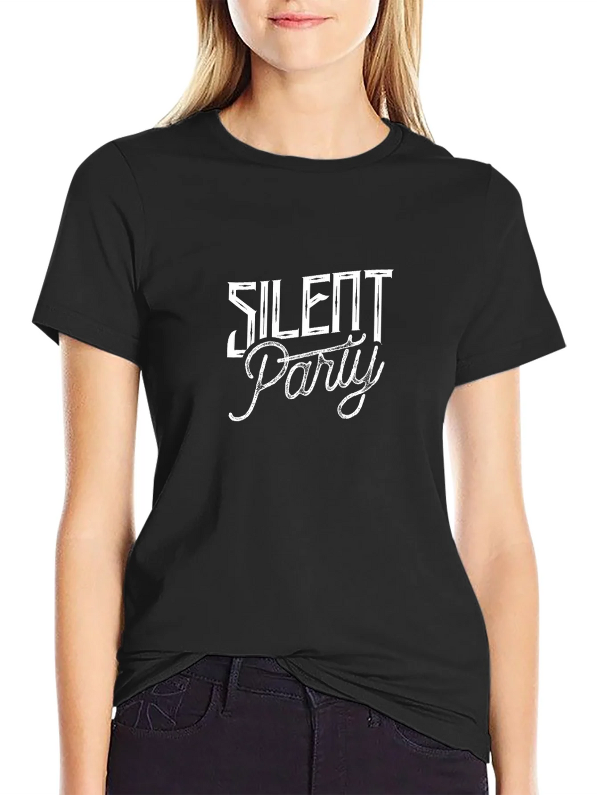 Silent Party Graphic Tee - Black Cotton Blend product image 5
