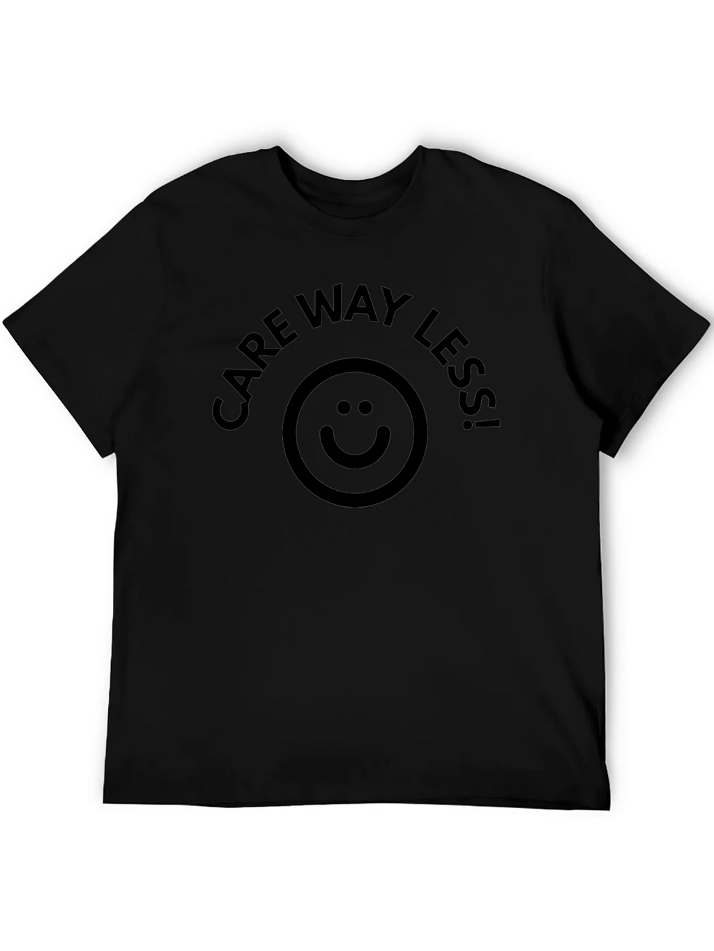 Care Way Less Black T-Shirt with Smiley Face Design product image 2