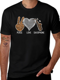 Peace Love Saxophone Graphic Tee product image 1