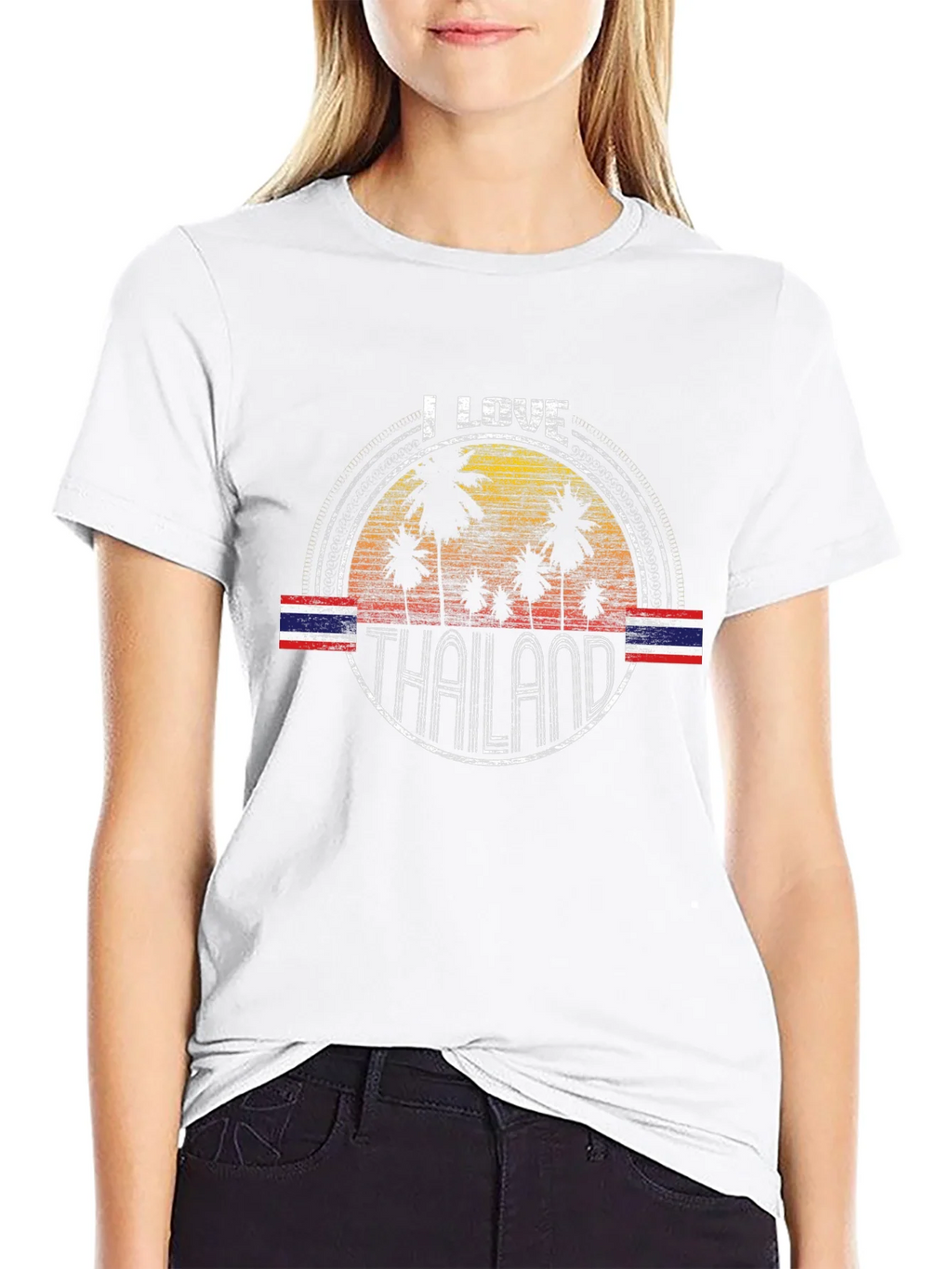I Love Thailand T-Shirt Vintage Palm Tree Flag Souvenir Tee product image 11