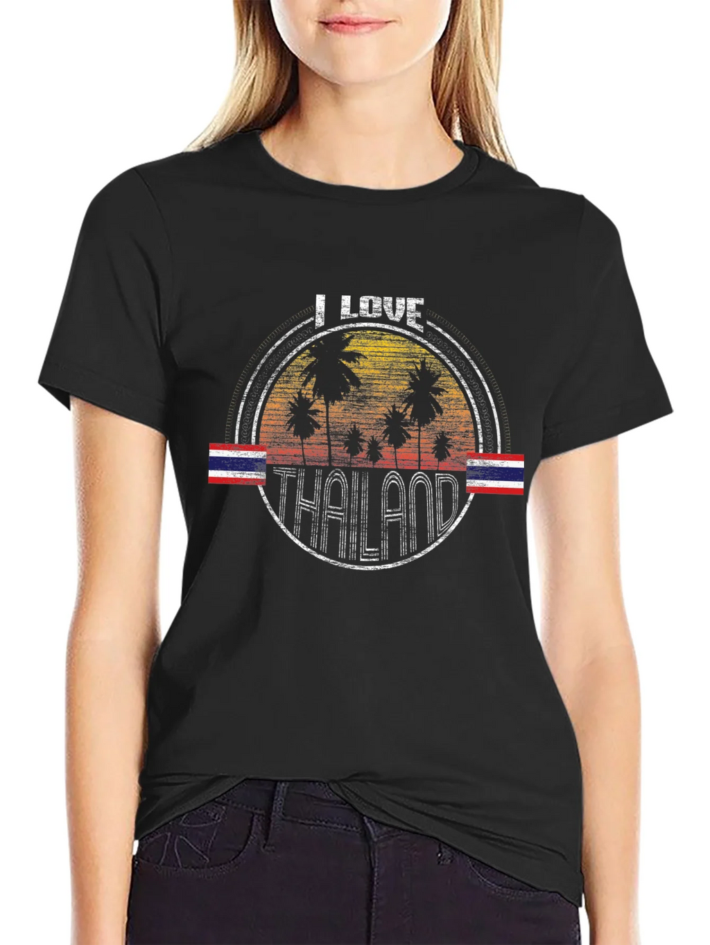 I Love Thailand T-Shirt Vintage Palm Tree Flag Souvenir Tee product image 5