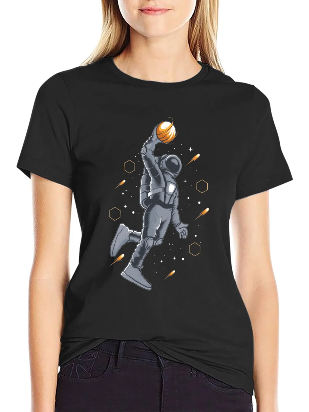 Astronaut Basketball T-Shirt - Space Dunk Design product image 2