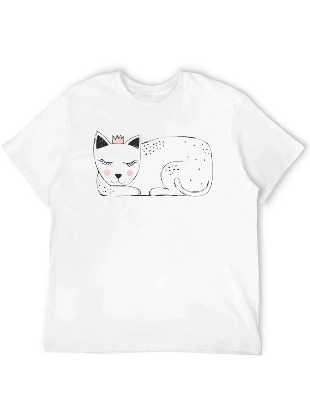 Cute Cat with Crown Black T-Shirt product image 3