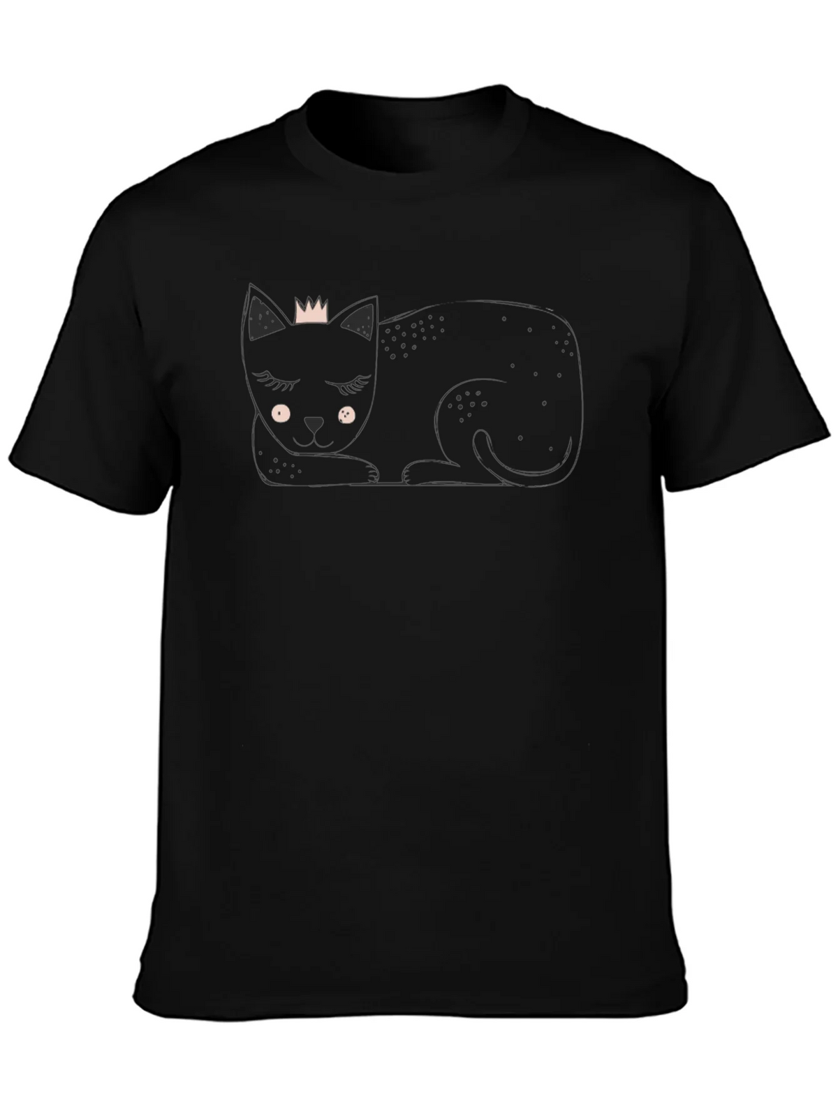 Cute Cat with Crown Black T-Shirt product image 6