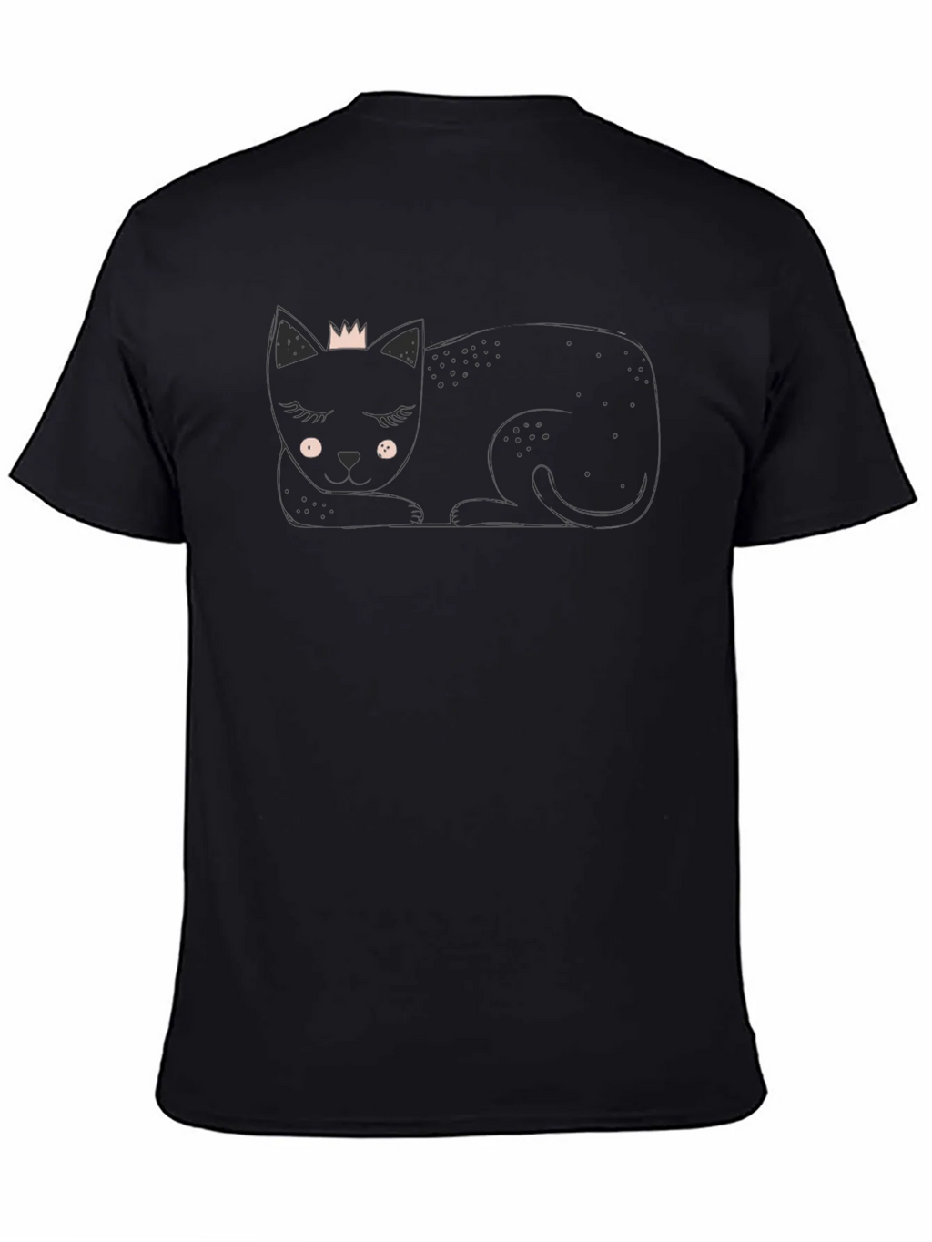 Cute Cat with Crown Black T-Shirt product image 7