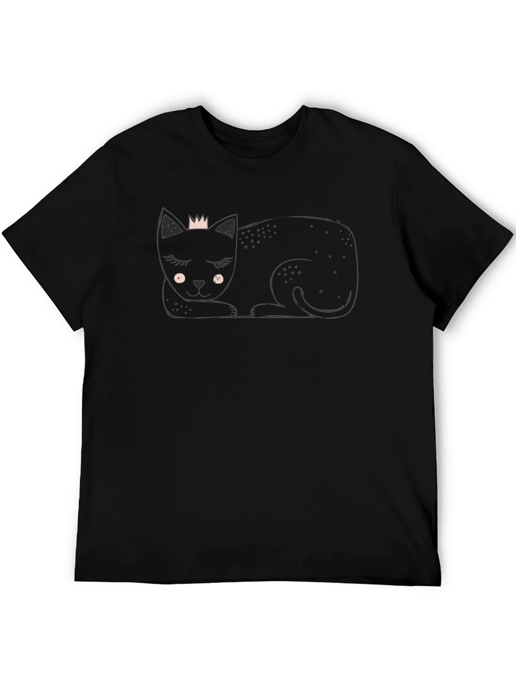 Cute Cat with Crown Black T-Shirt product image 8