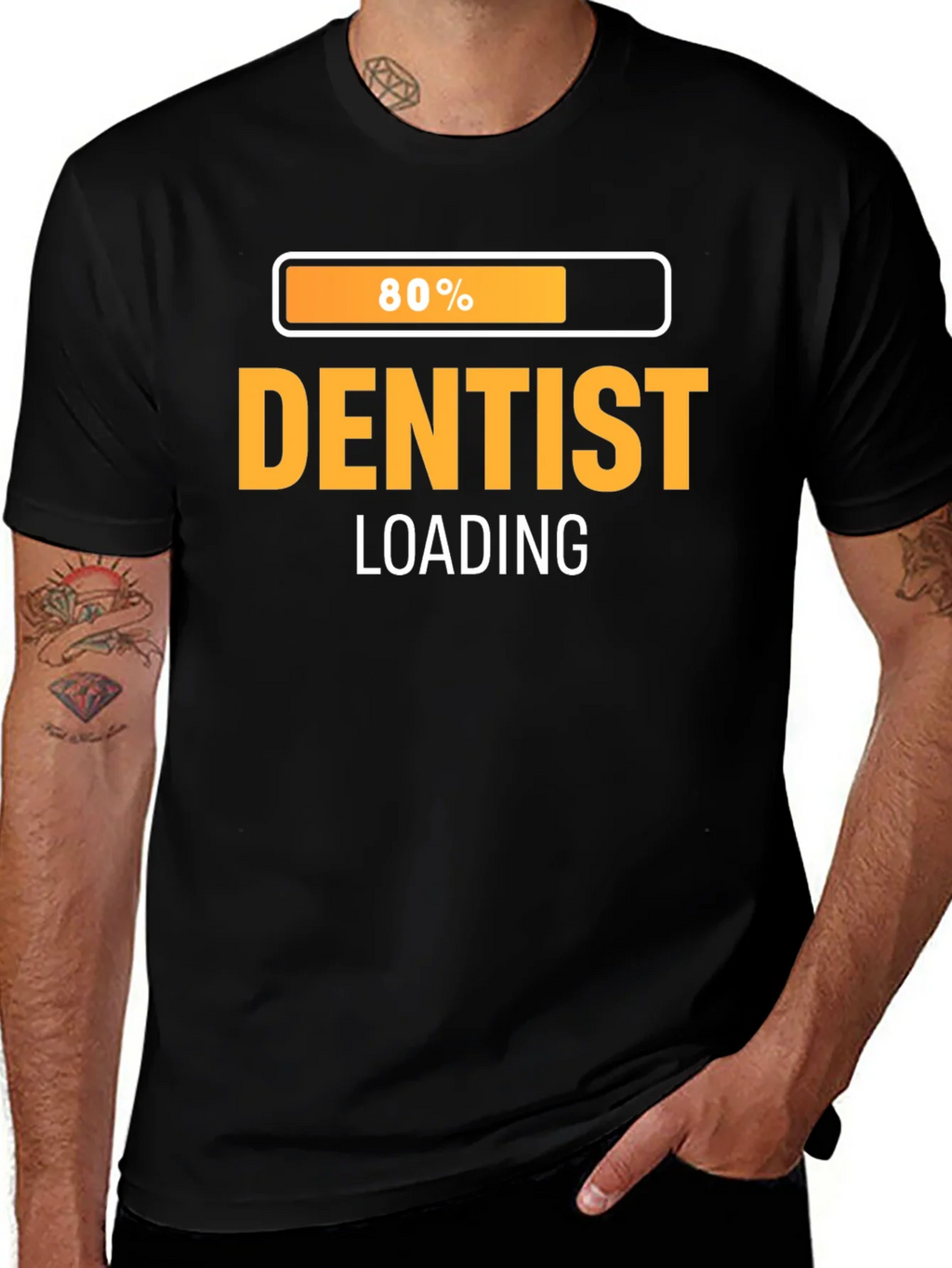 Dentist Loading Graphic T-Shirt - Black Cotton Tee product image 1