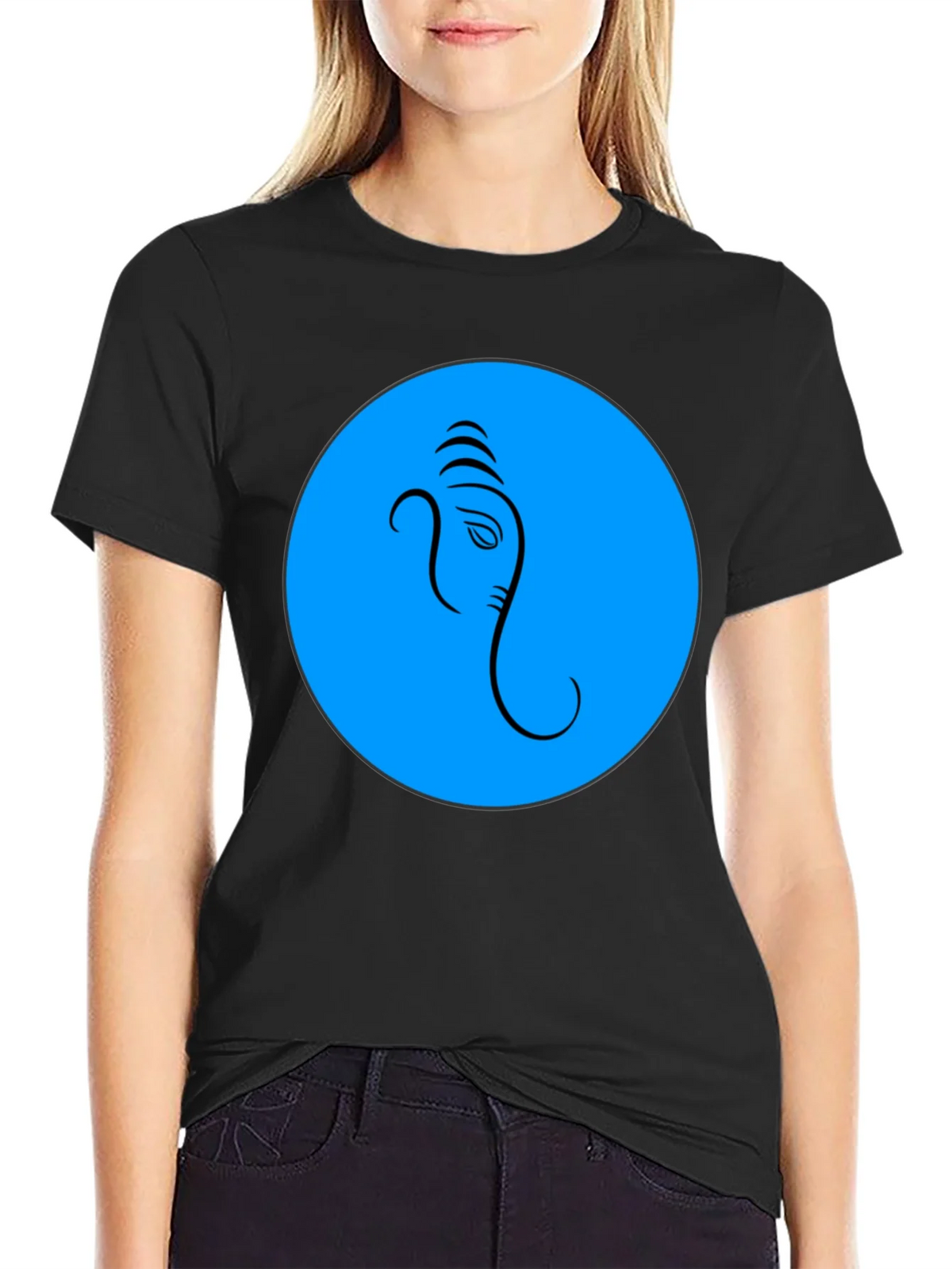 Ganesh Graphic T-Shirt - Blue Circle Design product image 5