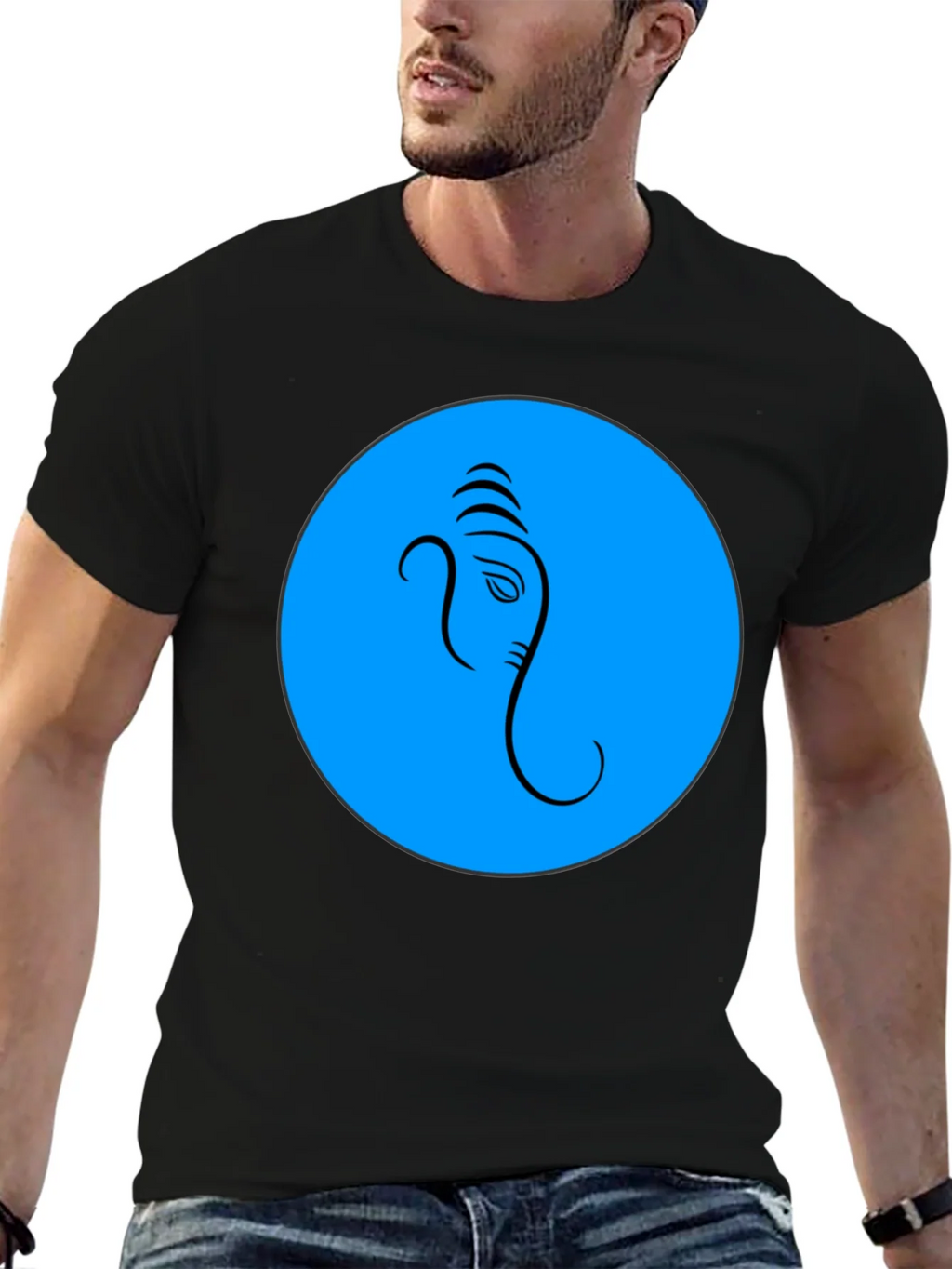 Ganesh Graphic T-Shirt - Blue Circle Design product image 9