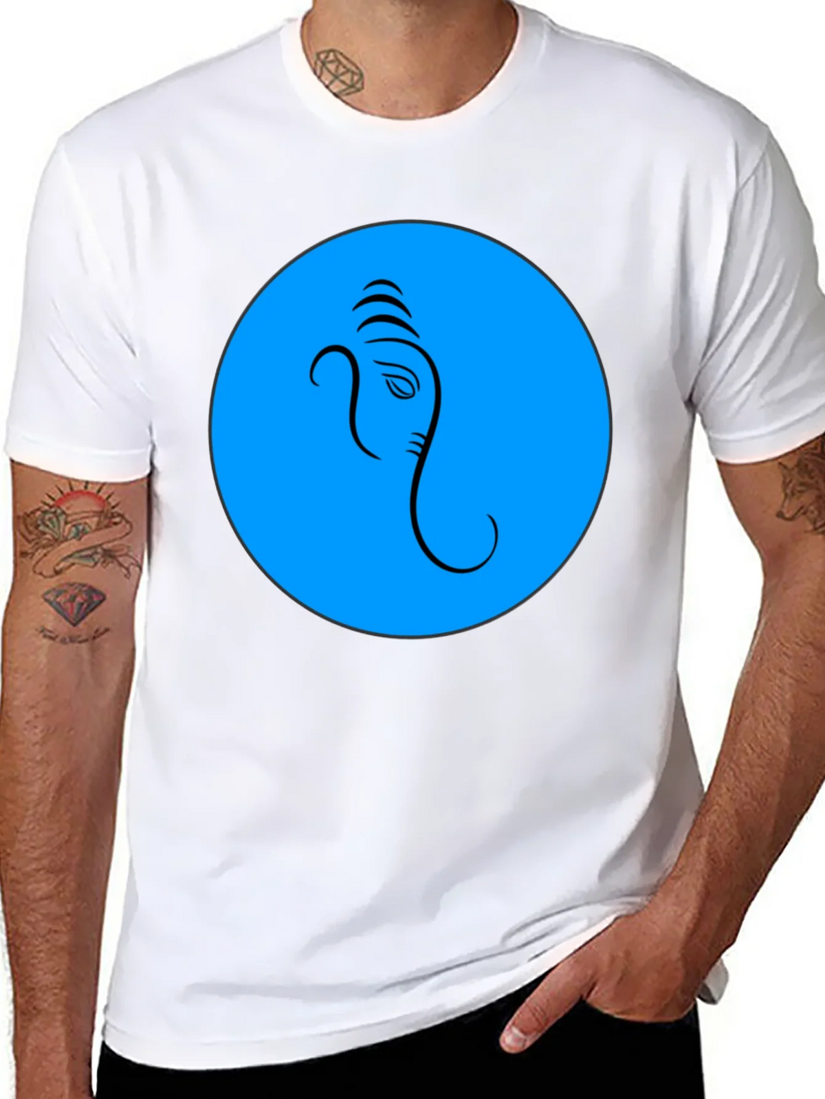 Ganesh Graphic T-Shirt - Blue Circle Design product image 10