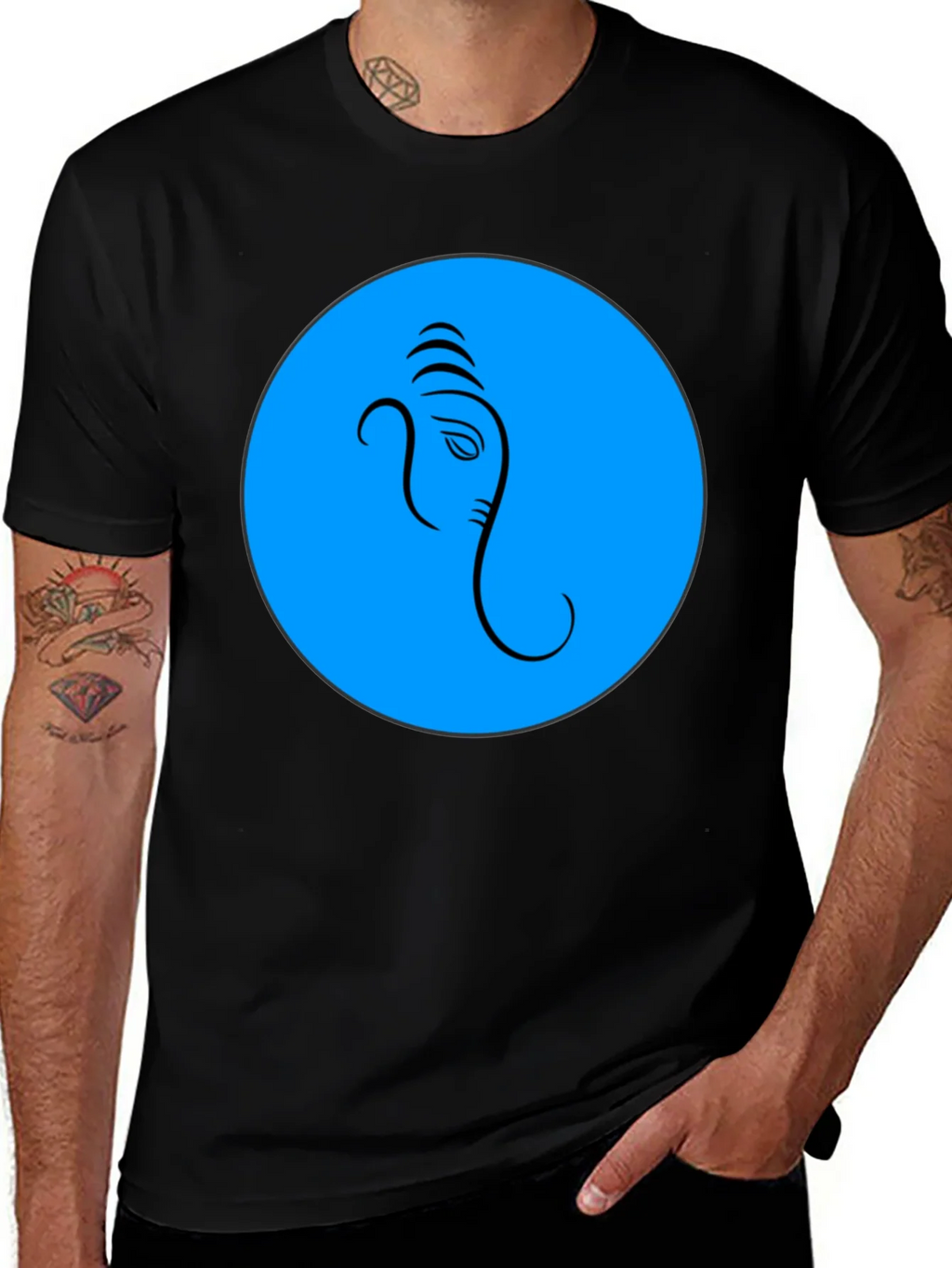 Ganesh Graphic T-Shirt - Blue Circle Design product image 1