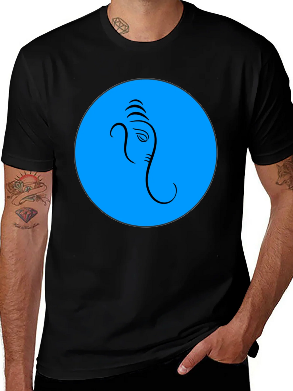 Ganesh Graphic T-Shirt - Blue Circle Design product image 1