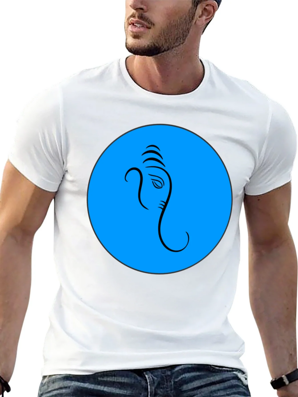 Ganesh Graphic T-Shirt - Blue Circle Design product image 4