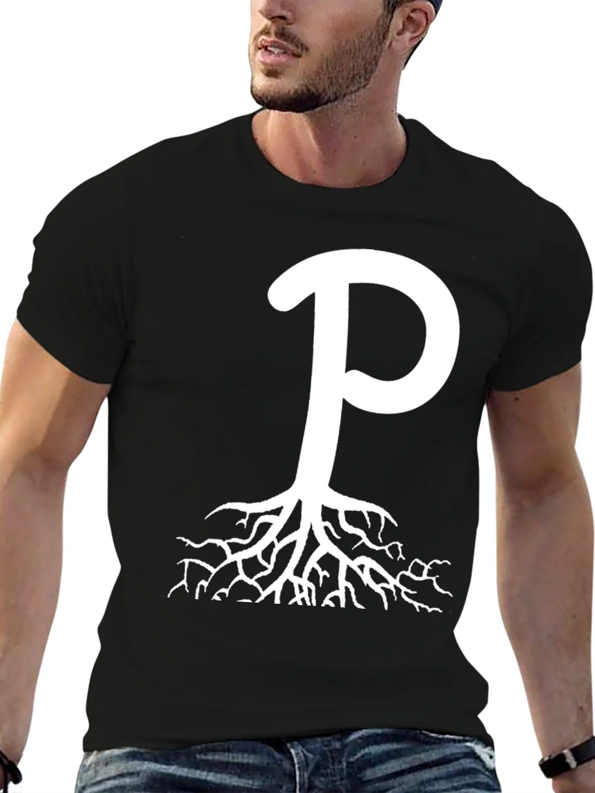 Rooted P Graphic Tee - Black Cotton Blend product image 5