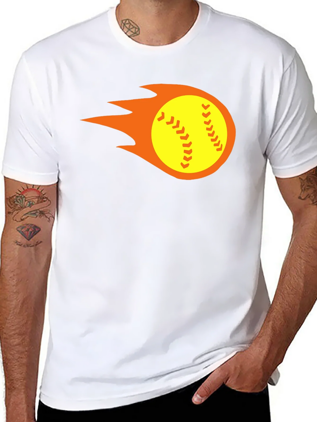 Flaming Softball Graphic Tee - Black T-Shirt product image 2