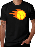 Flaming Softball Graphic Tee - Black T-Shirt product image 1