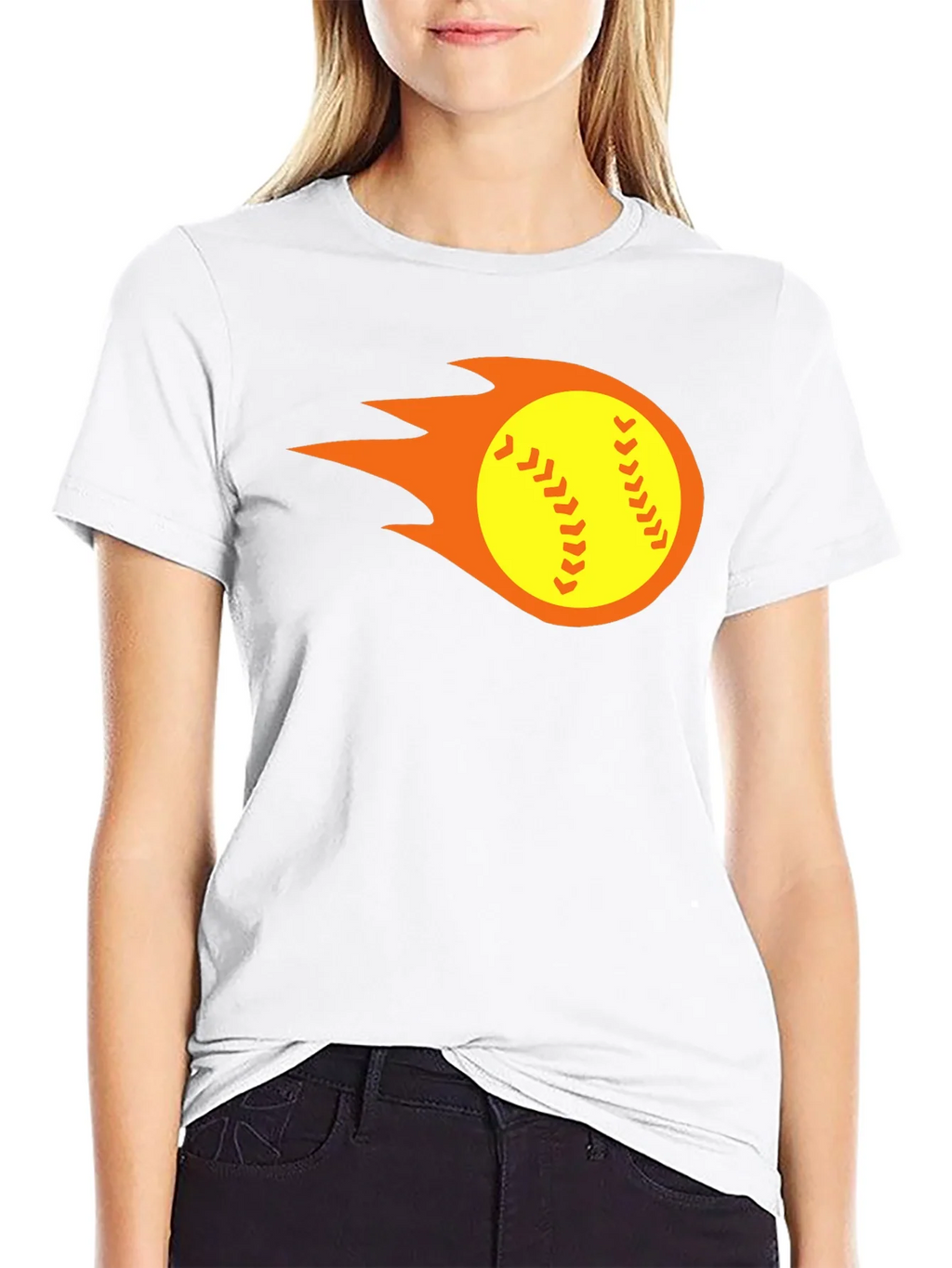 Flaming Softball Graphic Tee - Black T-Shirt product image 3