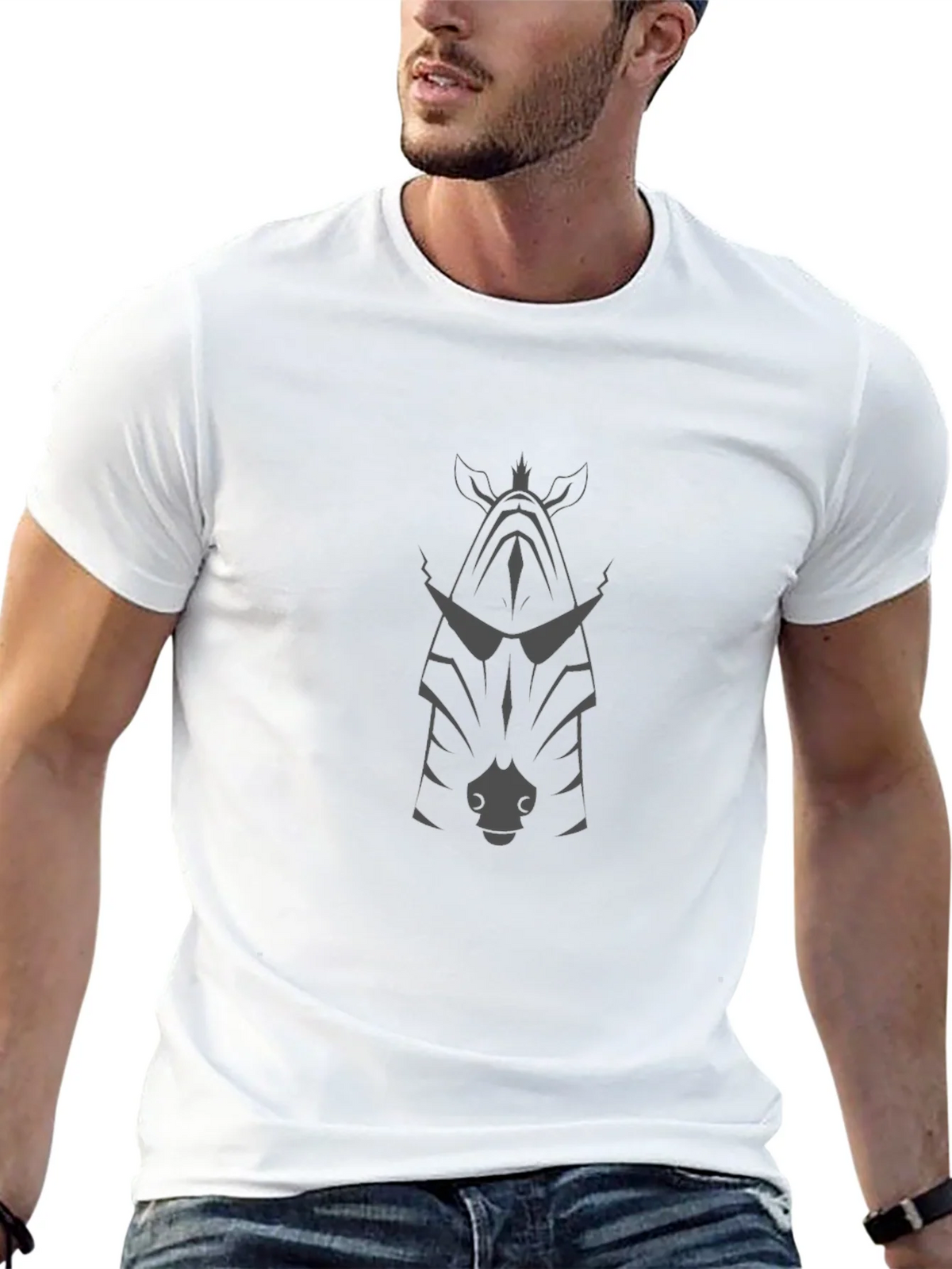 Cool Zebra Graphic Tee - Black Cotton Blend T-Shirt product image 4