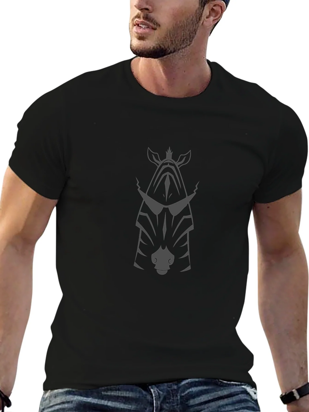 Cool Zebra Graphic Tee - Black Cotton Blend T-Shirt product image 9