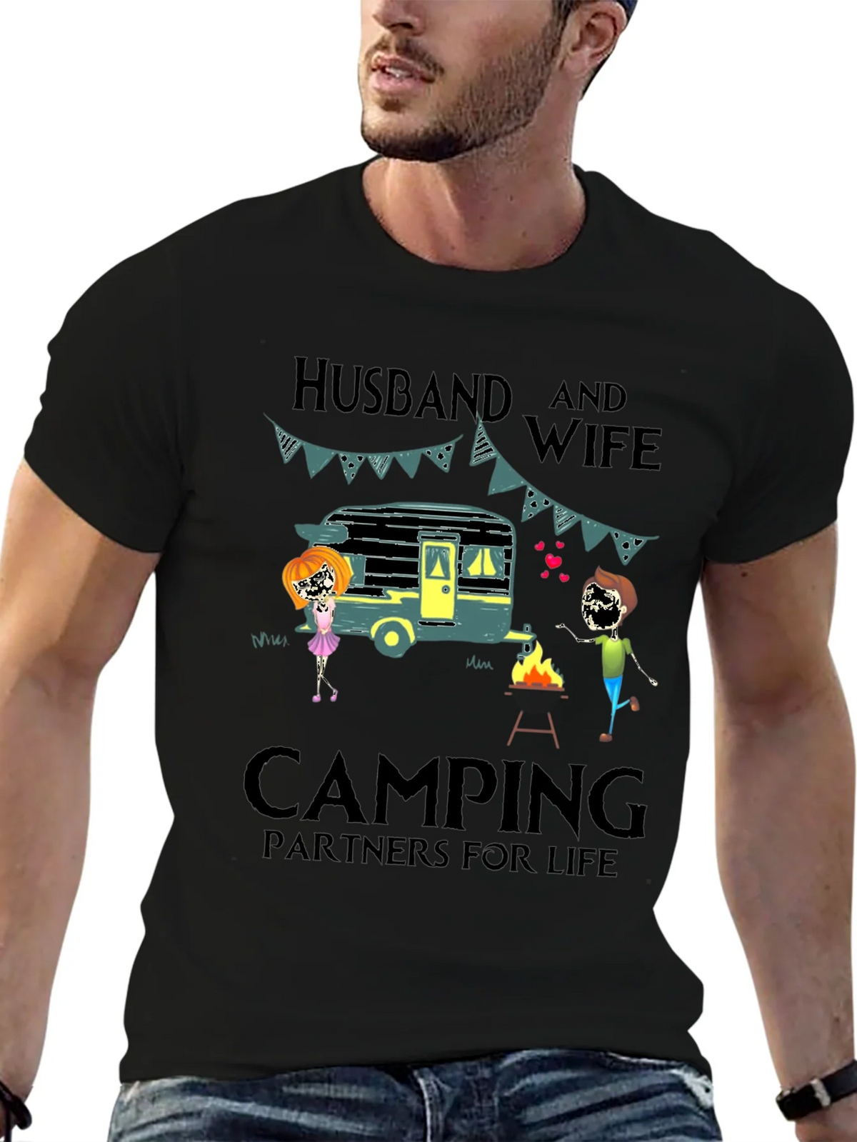 Husband & Wife Camping Partners Tee product image 7