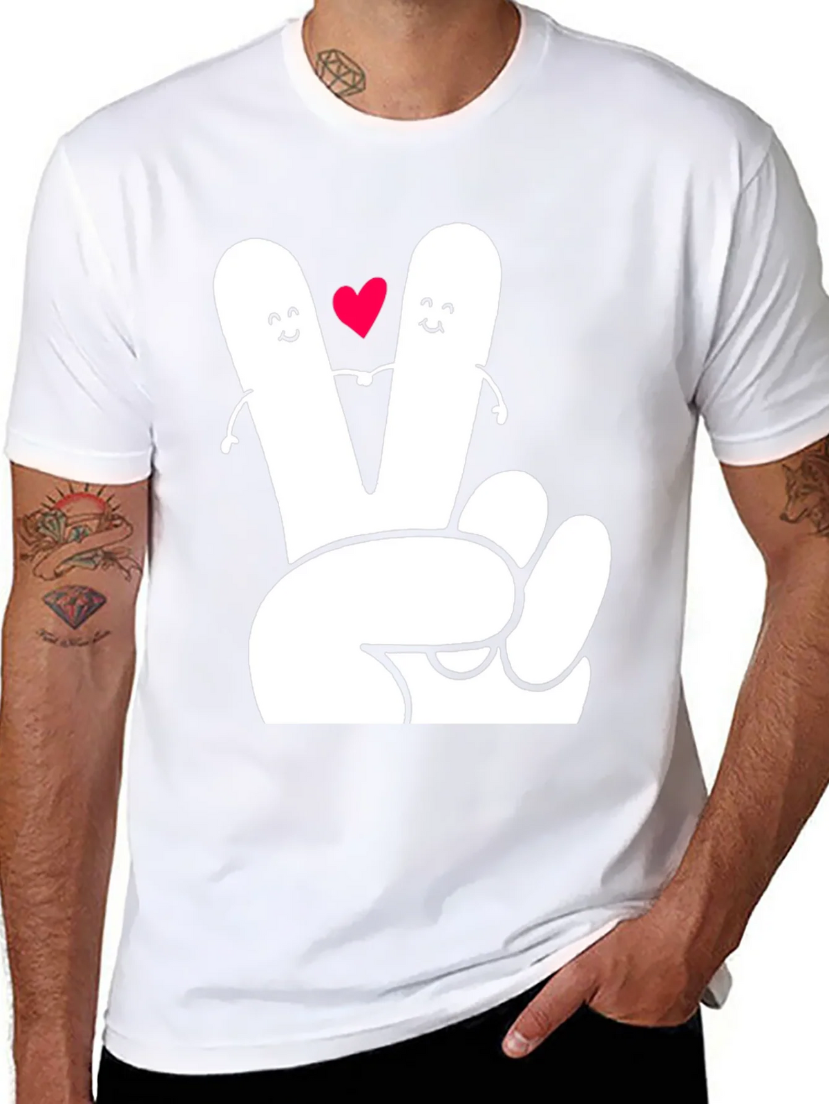 Peace Sign Heart Graphic Tee - Black T-Shirt product image 8