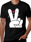 Peace Sign Heart Graphic Tee - Black T-Shirt product image 1