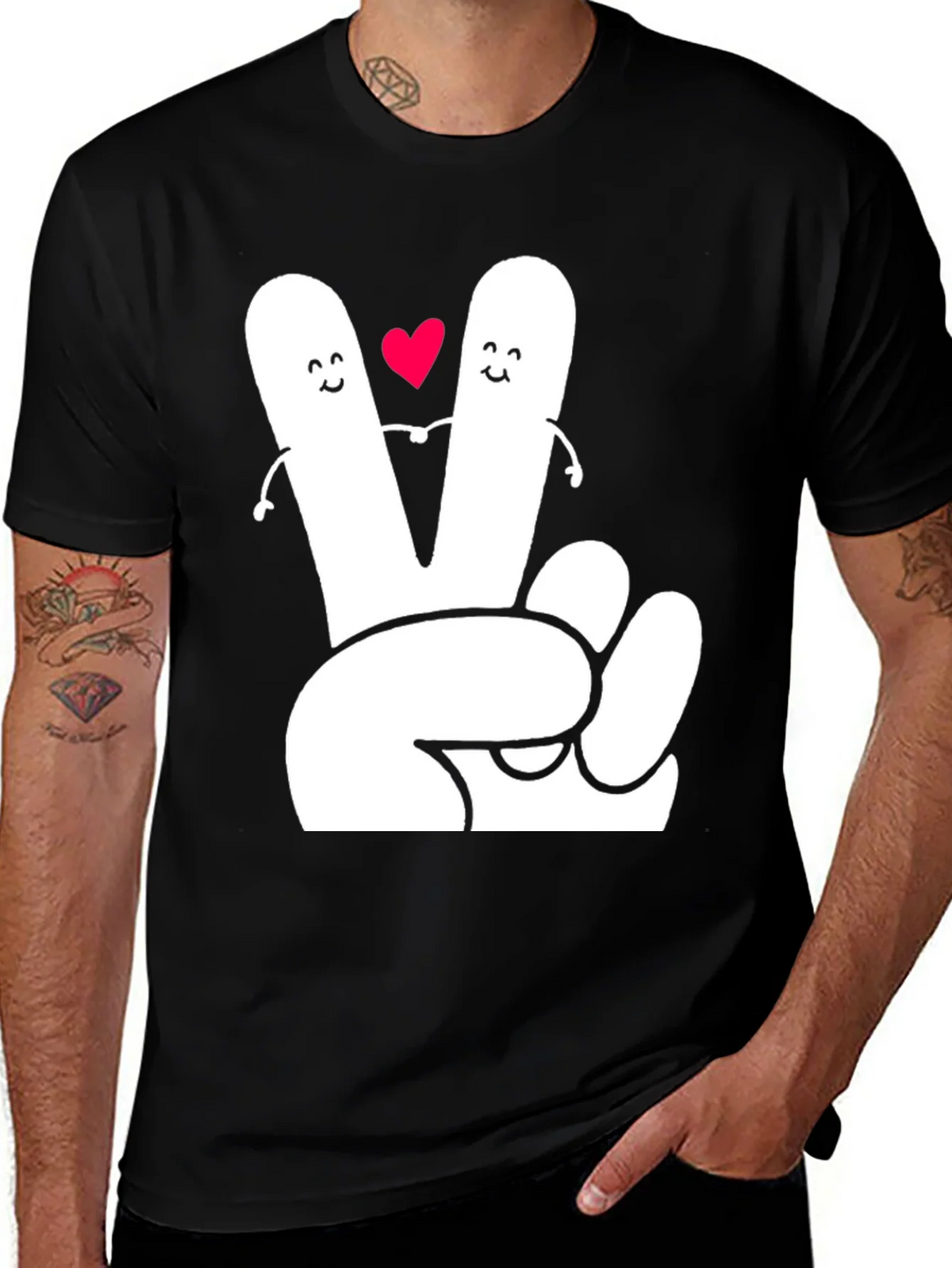 Peace Sign Heart Graphic Tee - Black T-Shirt product image 1