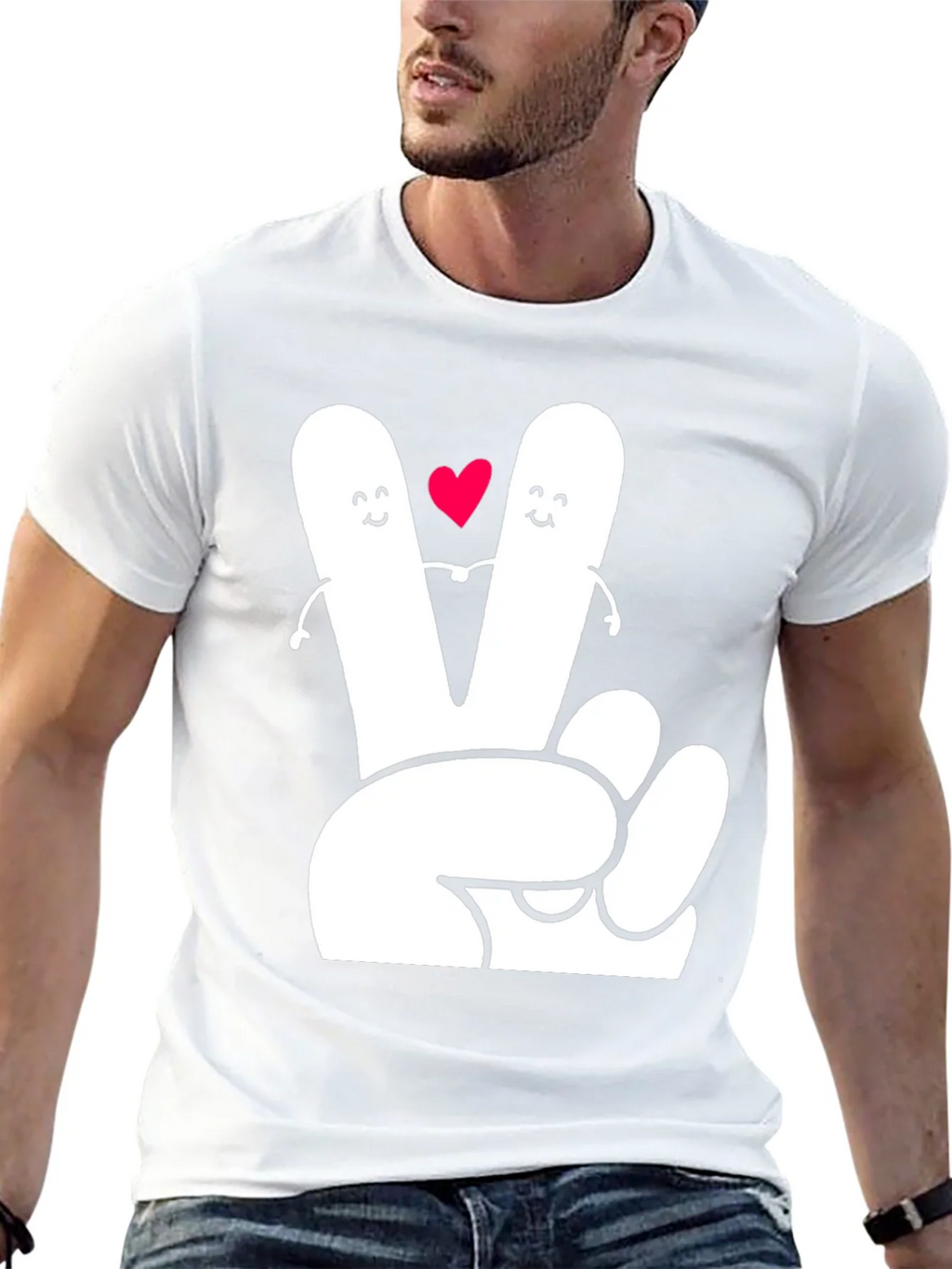 Peace Sign Heart Graphic Tee - Black T-Shirt product image 4