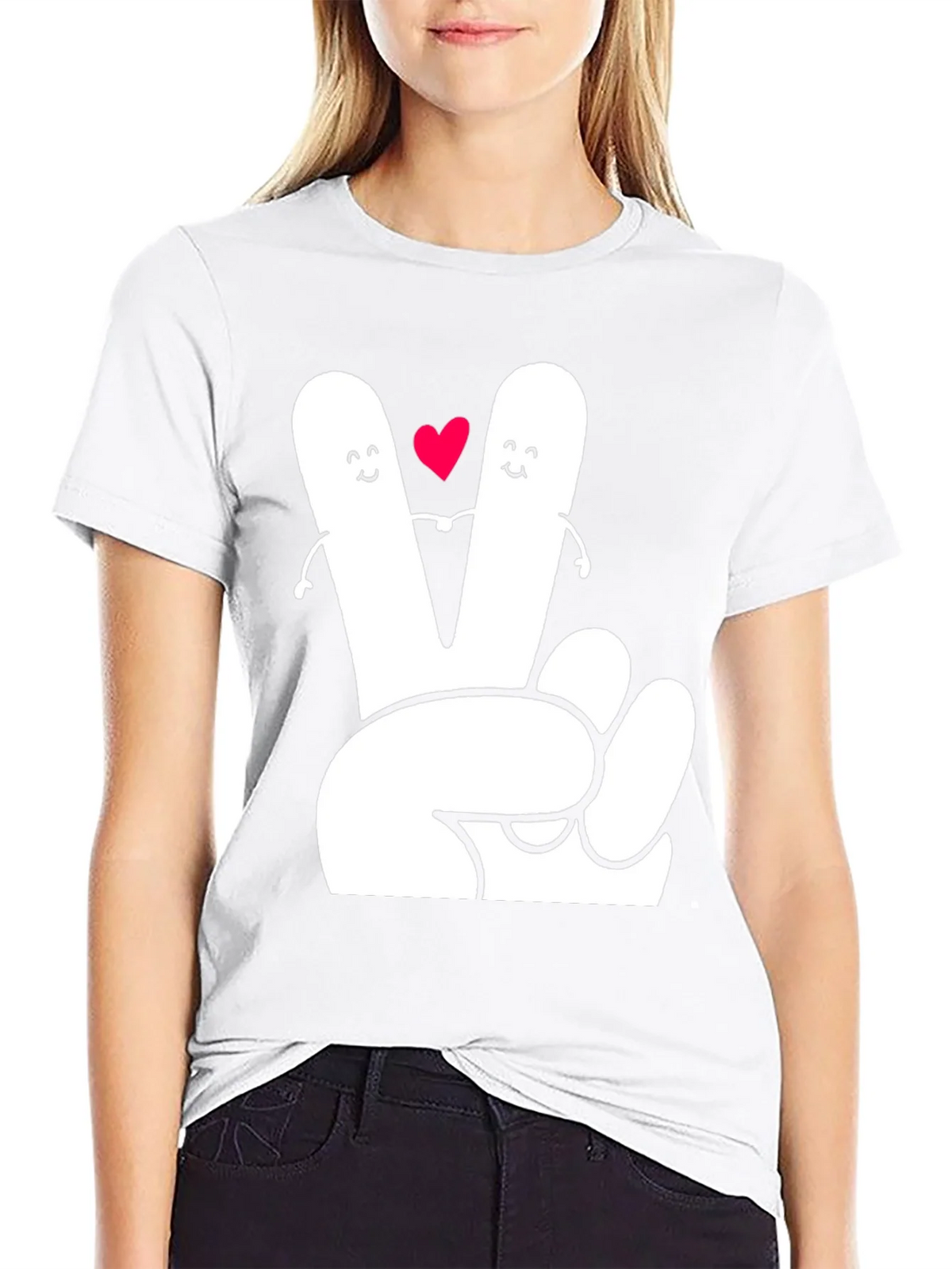 Peace Sign Heart Graphic Tee - Black T-Shirt product image 9