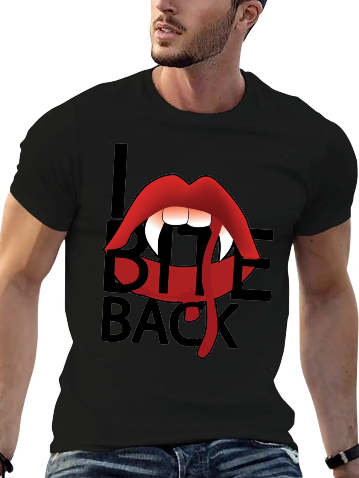 I Bite Back Vampire Lips T-Shirt product image 5