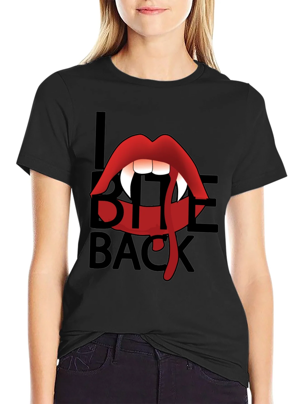 I Bite Back Vampire Lips T-Shirt product image 2