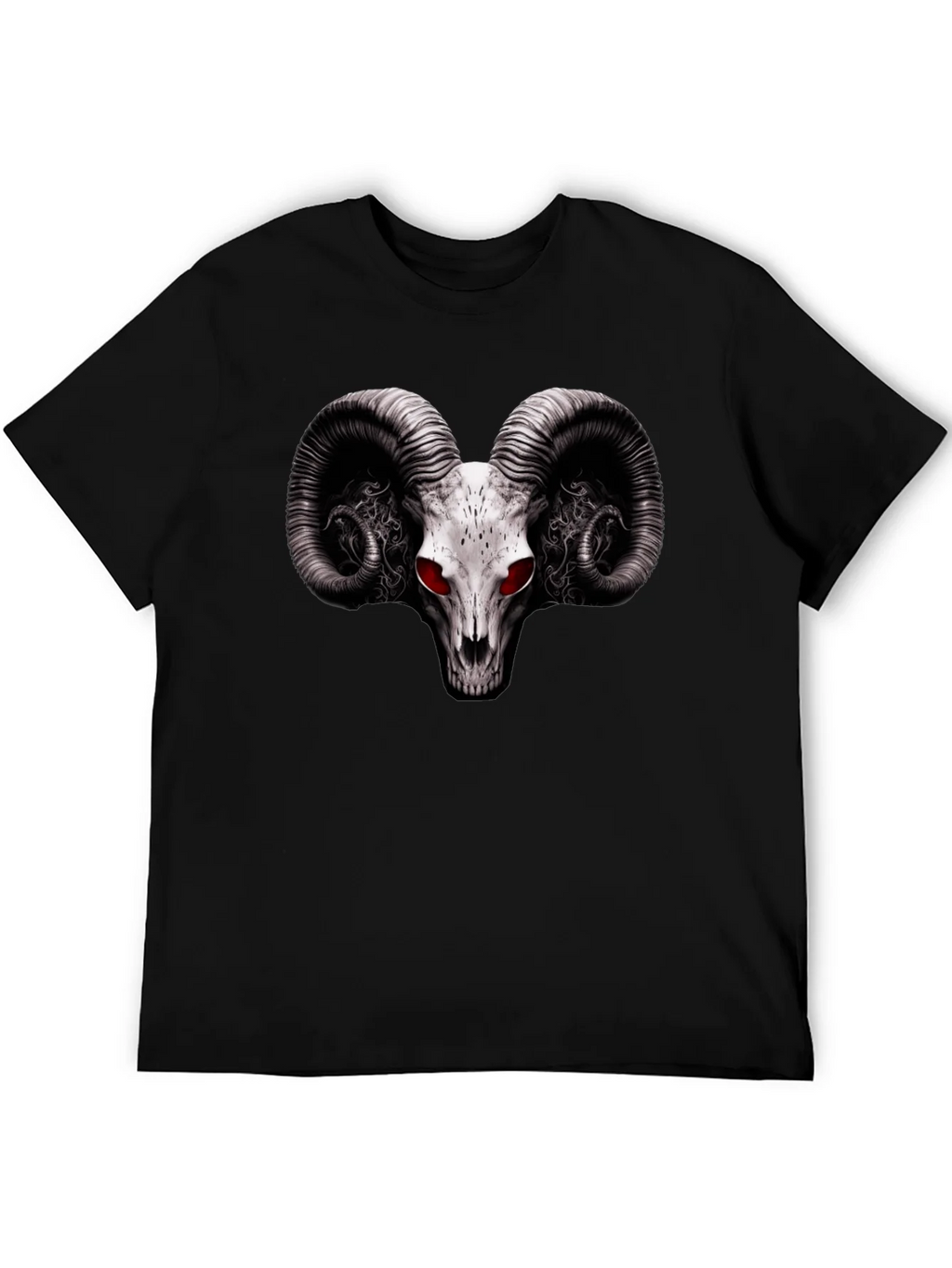 Ram Skull Graphic T-Shirt - Red Eye Black Tee product image 8