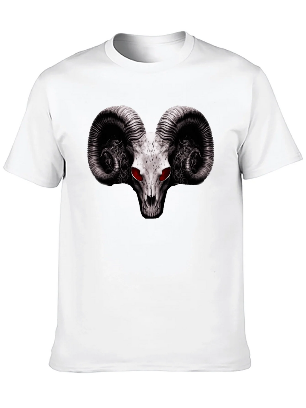 Ram Skull Graphic T-Shirt - Red Eye Black Tee product image 12