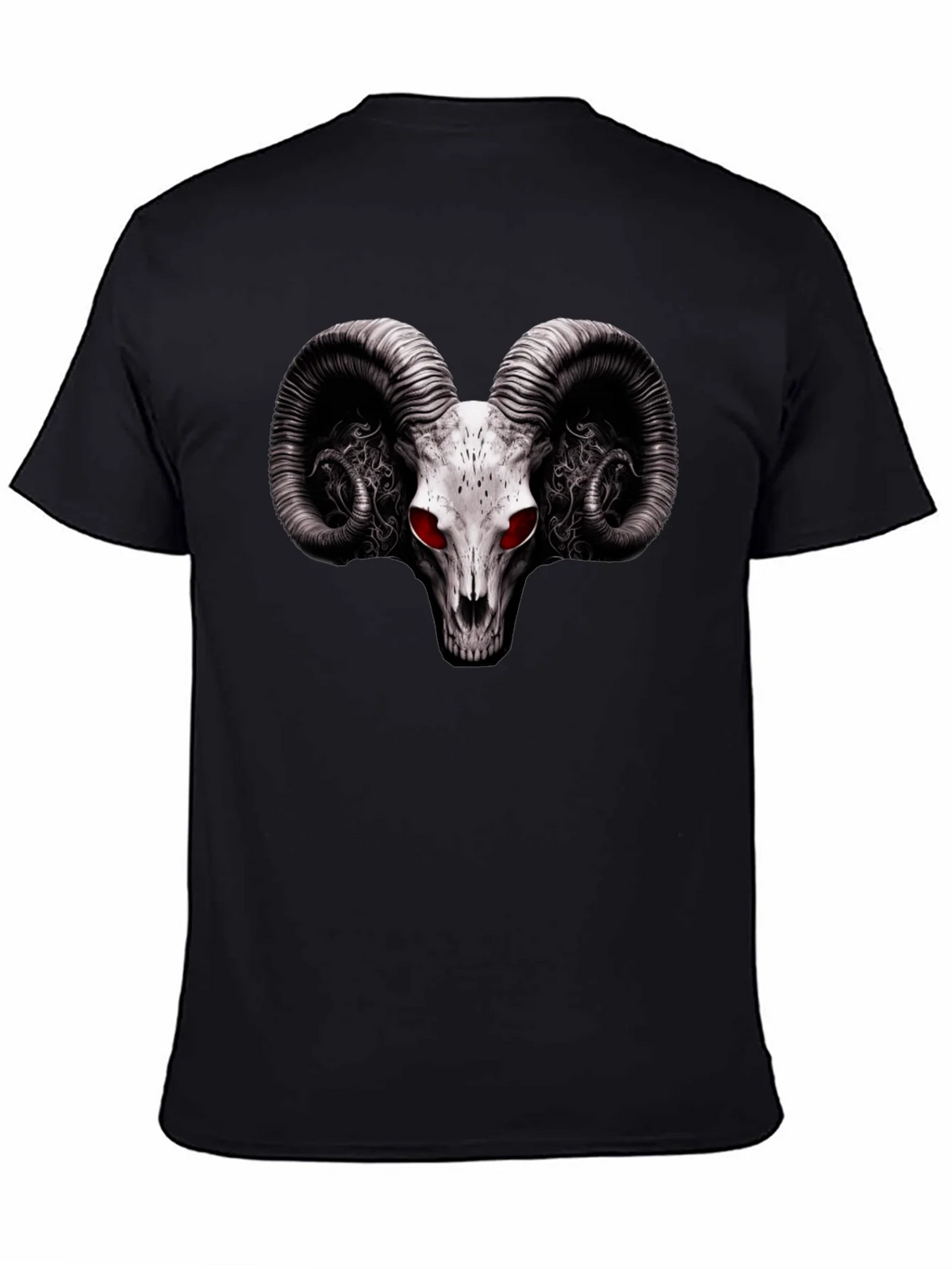 Ram Skull Graphic T-Shirt - Red Eye Black Tee product image 7