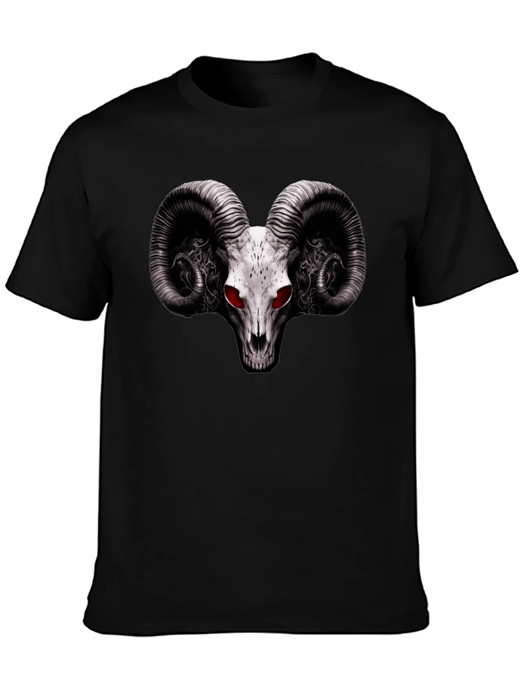 Ram Skull Graphic T-Shirt - Red Eye Black Tee product image 6