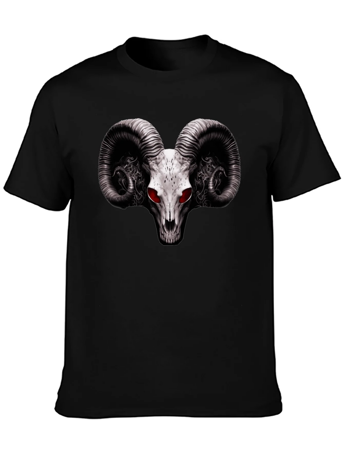 Ram Skull Graphic T-Shirt - Red Eye Black Tee product image 6