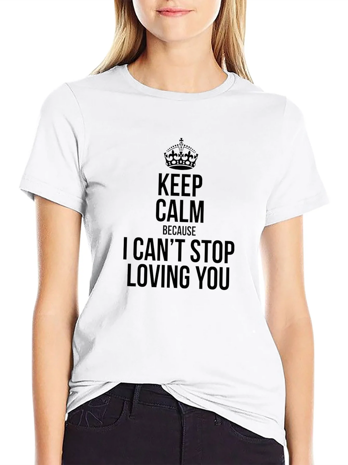 Keep Calm I Cant Stop Loving You Black Tee product image 6