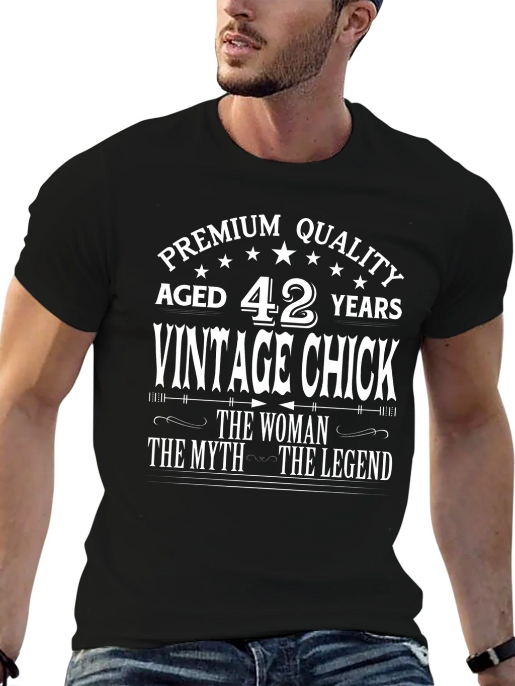 Vintage Chick 42 Years Premium Quality Black T-Shirt product image 9