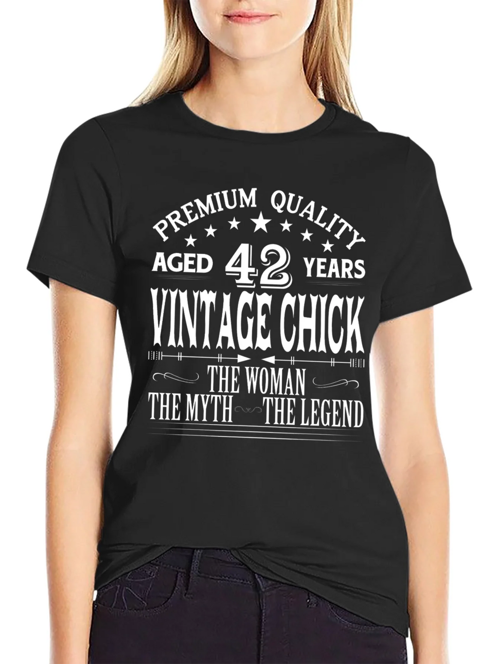 Vintage Chick 42 Years Premium Quality Black T-Shirt product image 5