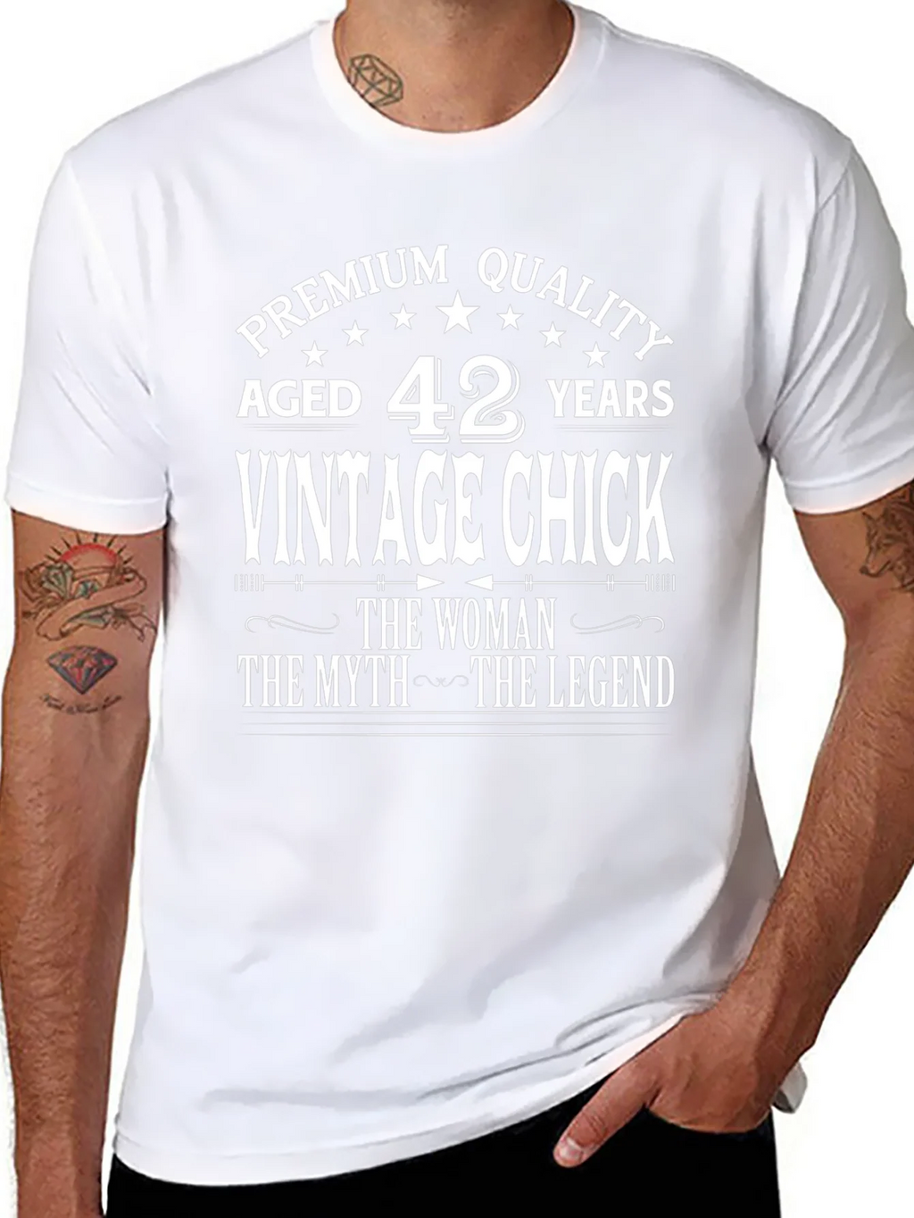 Vintage Chick 42 Years Premium Quality Black T-Shirt product image 10