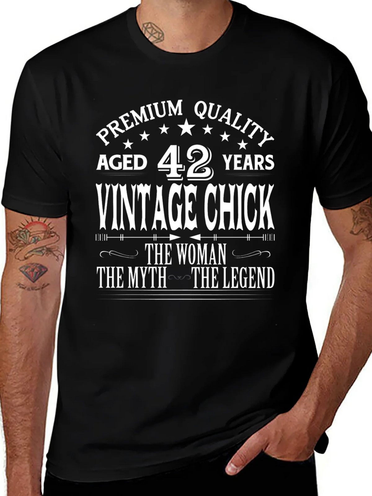 Vintage Chick 42 Years Premium Quality Black T-Shirt product image 1