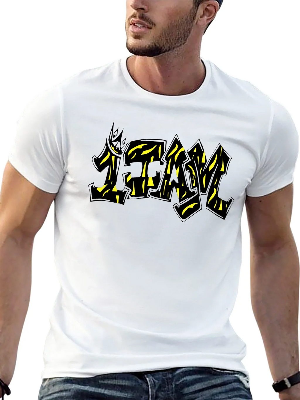 Black Graphic Tee - TEAM Yellow Graffiti Style Print product image 4