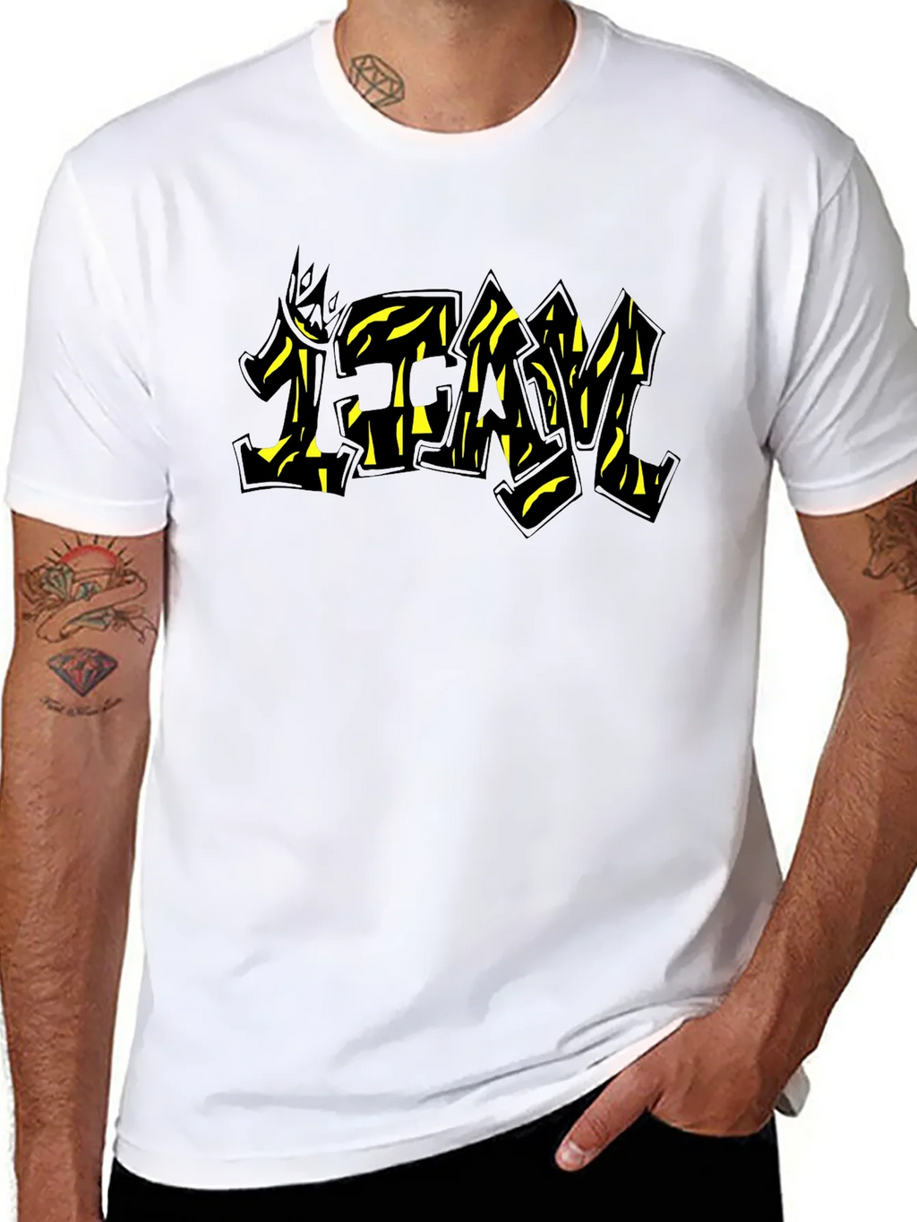 Black Graphic Tee - TEAM Yellow Graffiti Style Print product image 10