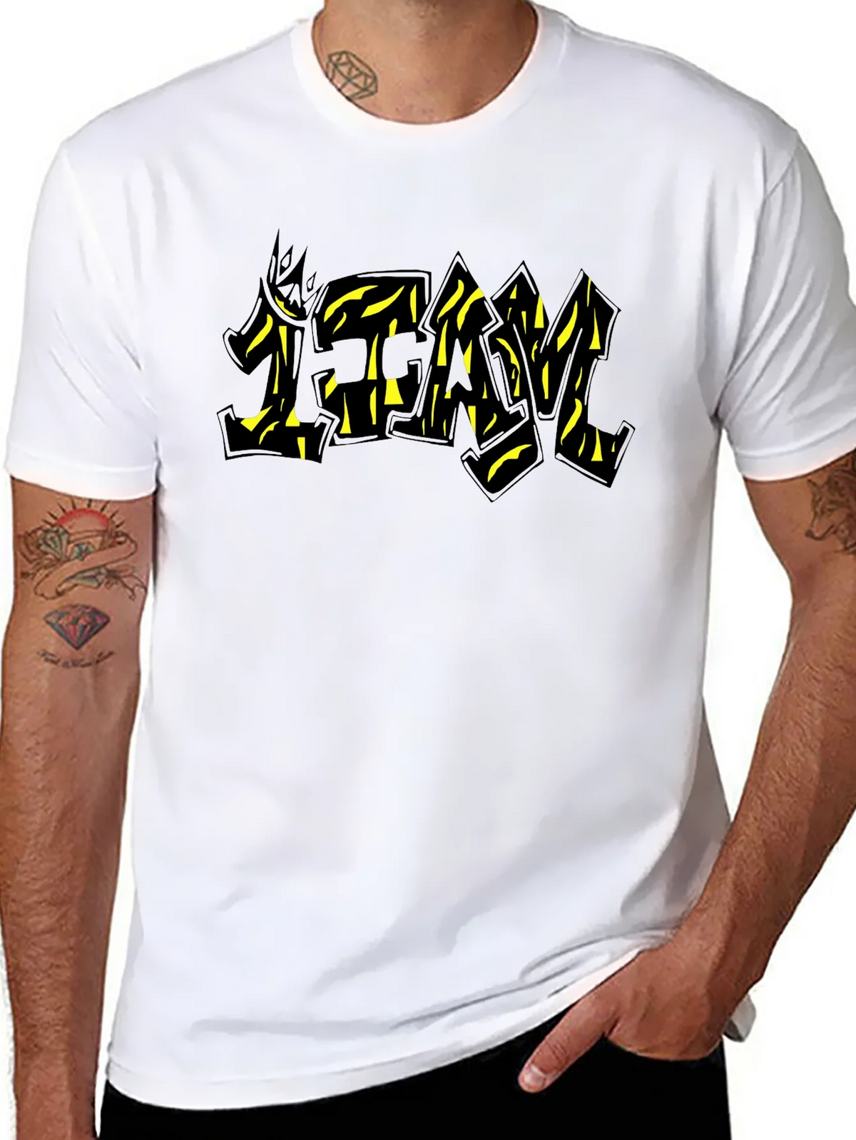 Black Graphic Tee - TEAM Yellow Graffiti Style Print product image 10