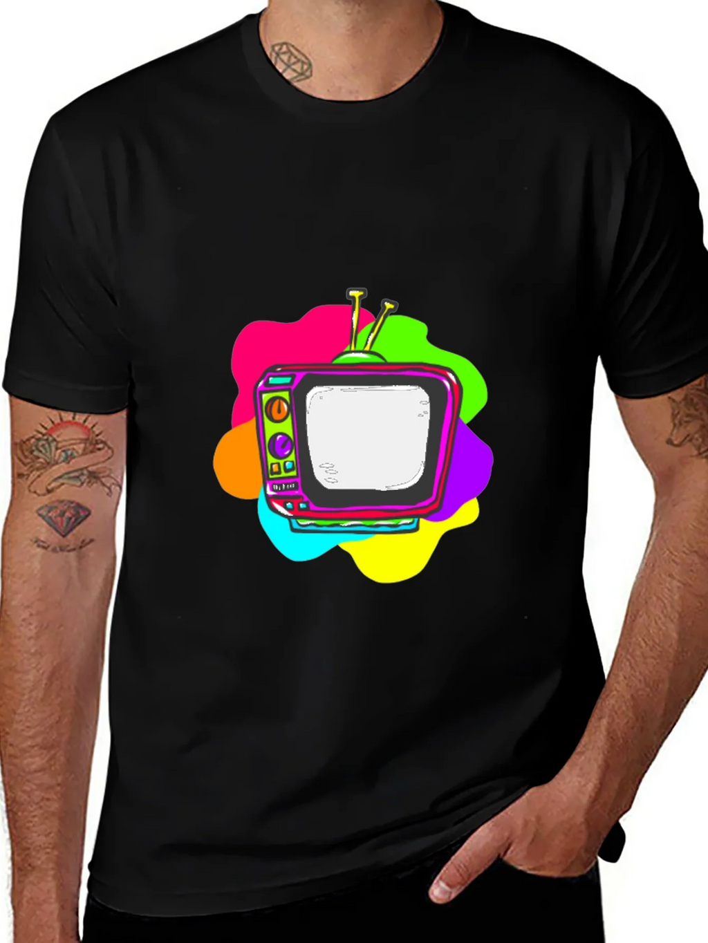 Retro TV Graphic Tee - Black Short Sleeve T-Shirt product image 1