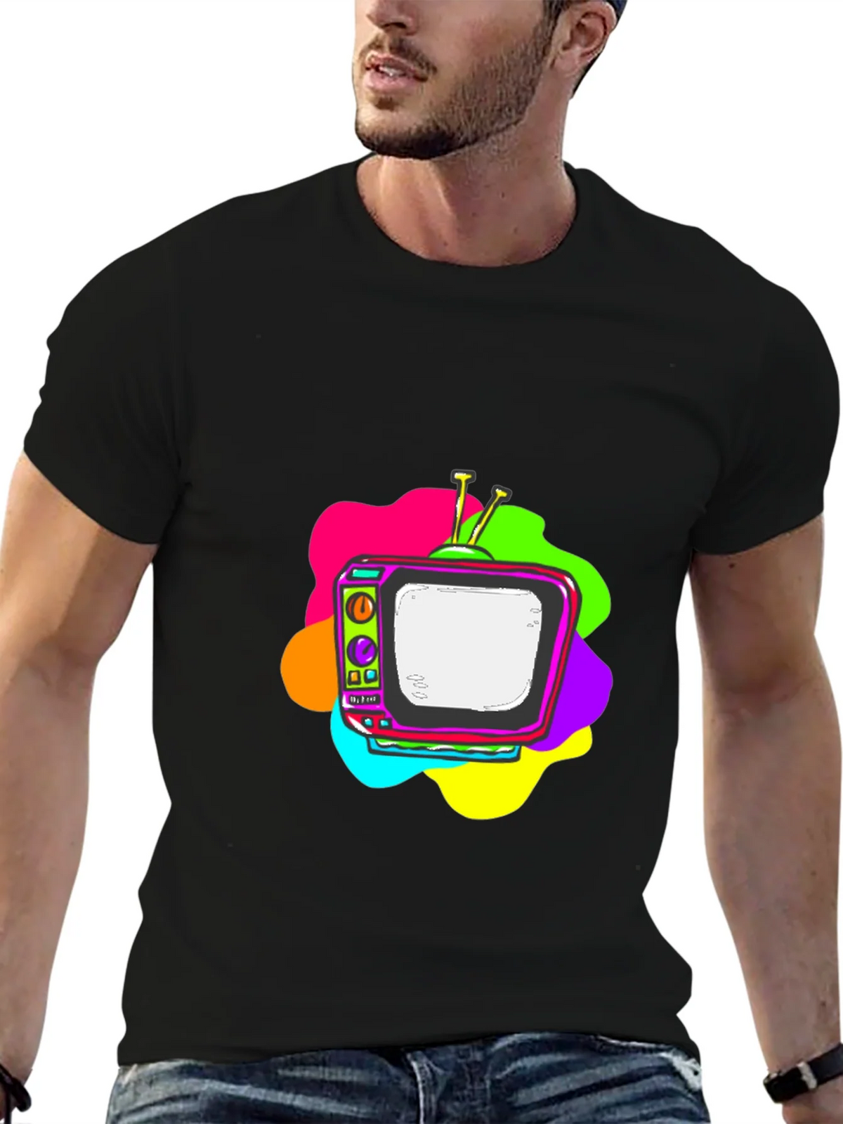 Retro TV Graphic Tee - Black Short Sleeve T-Shirt product image 9